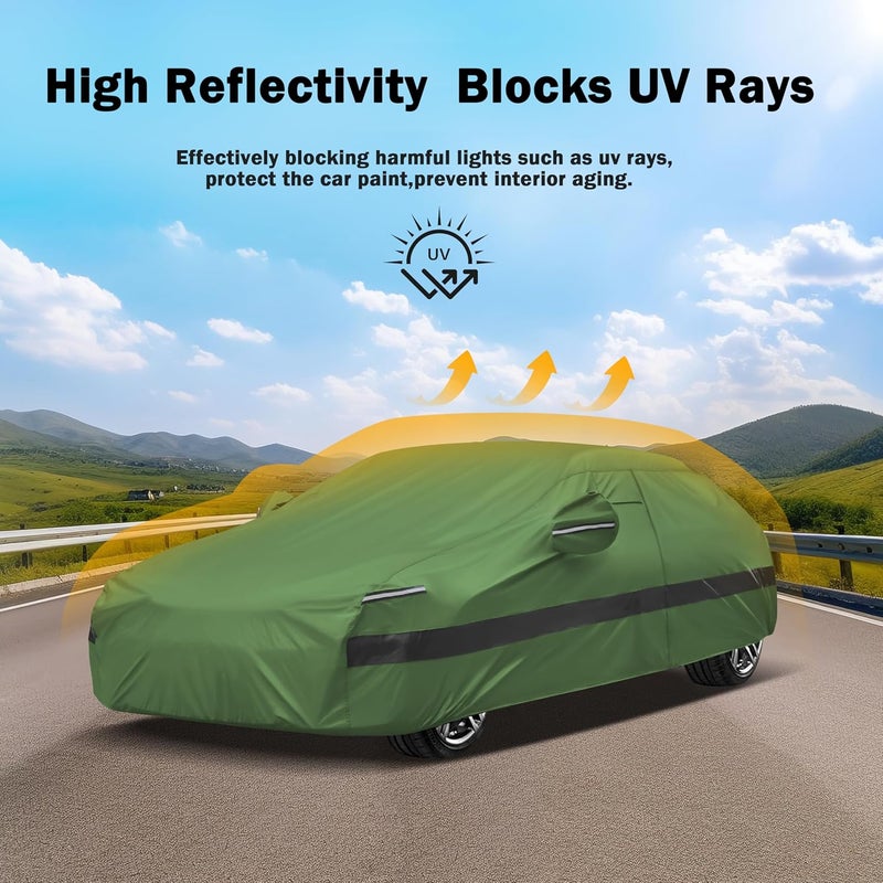 JURMON Heavy Duty Outdoor Car Cover Compatible with Dodge Challenger,Waterproof All Weather for Automobiles, Outdoor Full Cover Rain Sun UV Protection with Zipper Cotton - Image 5